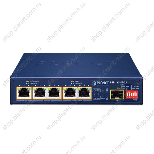 Коммутатор промышленный PoE+ 5 портов RJ45 10/100/1000 Мб/с, 1 порт SFP 1000 Мб/с, с ЖК дисплеем на возобновляемой энергии фото 2 Коммутатор промышленный PoE+ 5 портов RJ45 10/100/1000 Мб/с, 1 порт SFP 1000 Мб/с, с ЖК дисплеем на возобновляемой энергии BSP-115HP-5A фото 2