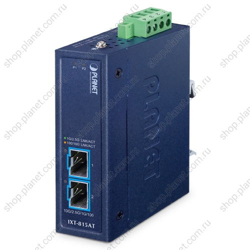 Медиаконвертер промышленный с 2 SFP портами 100/1G/2.5G/10G, компактный Медиаконвертер промышленный с 2 SFP портами 100/1G/2.5G/10G, компактный IXT-815AT