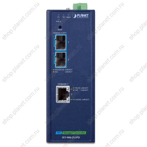 Медиаконвертер промышленный PoE PD с 2 SFP+ портами 100/100/2.5G/5G/10G, RJ45 100/1000/2.5G/10G, управляемый фото 2 Медиаконвертер промышленный PoE PD с 2 SFP+ портами 100/100/2.5G/5G/10G, RJ45 100/1000/2.5G/10G, управляемый IXT-900-2X1PD фото 2