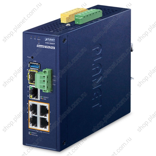VPN шлюз промышленный, POE 4 порта 10/100/1000 Мб/с, 1 порт SFP 1000 Мб/с VPN шлюз промышленный, POE 4 порта 10/100/1000 Мб/с, 1 порт SFP 1000 Мб/с IVR-300FP