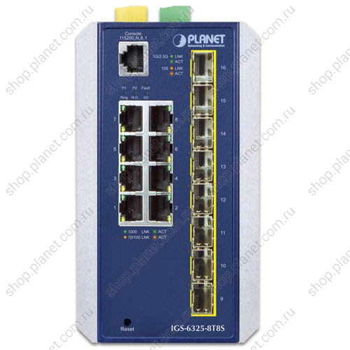 Коммутатор промышленный управляемый L3, 8 портов RJ45 10/100/1000 Мб/с, 8 портов SFP 100/1000/2.5G фото 2 Коммутатор промышленный управляемый L3, 8 портов RJ45 10/100/1000 Мб/с, 8 портов SFP 100/1000/2.5G IGS-6325-8T8S фото 2