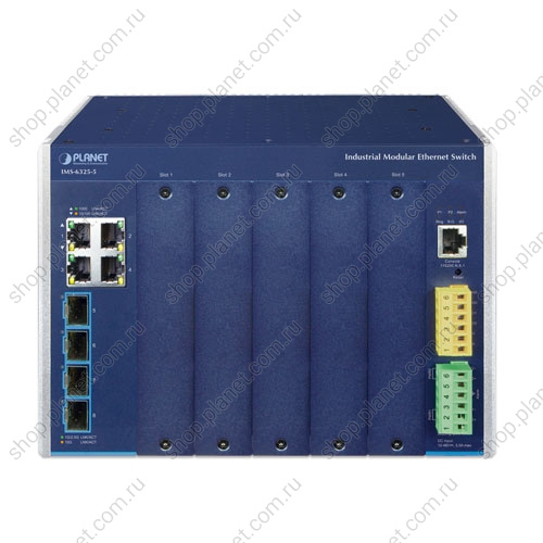 Коммутатор модульный промышленный управляемый L3, 4 порта RJ45 10/100/1000 Мб/с, 4 порта SFP+ 10G, 5 портов для IMS-4 фото 2 Коммутатор модульный промышленный управляемый L3, 4 порта RJ45 10/100/1000 Мб/с, 4 порта SFP+ 10G, 5 портов для IMS-4 IMS-6325-5 фото 2