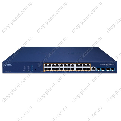 Коммутатор управляемый L3, PoE 24 порта RJ45 10/100/1000 Мб/с, 4 порта SFP+ 10G фото 2 Коммутатор управляемый L3, PoE 24 порта RJ45 10/100/1000 Мб/с, 4 порта SFP+ 10G GS-6311-24PL4X фото 2
