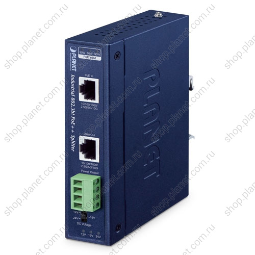 Сплиттер PoE++ промышленный, RJ45 10/100/1000/2.5G/5G/10G, питание DC 12В/19В/24В Сплиттер PoE++ промышленный, RJ45 10/100/1000/2.5G/5G/10G, питание DC 12В/19В/24В IPOE-176S