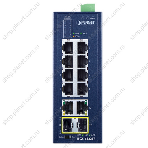 Коммутатор промышленный 8 портов RJ-45 10/100 Мб/с, 2 порта SFP 1000 Мб/с, 2 порта RJ-45 10/100/1000 Мб/с фото 2 Коммутатор промышленный 8 портов RJ-45 10/100 Мб/с, 2 порта SFP 1000 Мб/с, 2 порта RJ-45 10/100/1000 Мб/с IFGS-1222TF фото 2