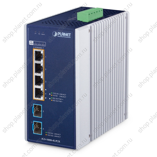 Коммутатор промышленный PoE++ 4 порта RJ45 10/100/1000/2.5G, 2 порта SFP+ 10G Коммутатор промышленный PoE++ 4 порта RJ45 10/100/1000/2.5G, 2 порта SFP+ 10G IGS-1000-4UP2X