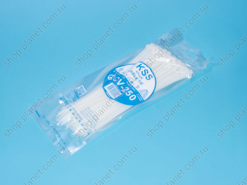 Стяжка 250x4,8мм, белая, упак. 100 шт. Стяжка 250x4,8мм, белая, упак. 100 шт. CV-250-W