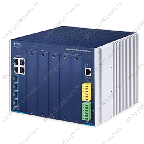 Коммутатор модульный промышленный управляемый L3, 4 порта RJ45 10/100/1000 Мб/с, 4 порта SFP+ 10G, 5 портов для IMS-4 Коммутатор модульный промышленный управляемый L3, 4 порта RJ45 10/100/1000 Мб/с, 4 порта SFP+ 10G, 5 портов для IMS-4 IMS-6325-5