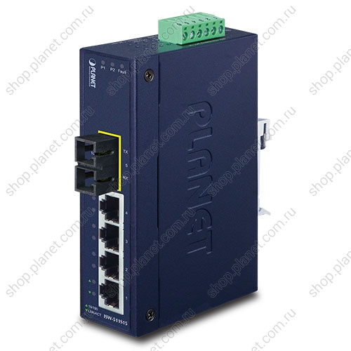 Коммутатор промышленный 4 порта RJ-45 10/100 Мб/с, 1 порт 100 Мб/с и 2хSC 1310 нм, 15 км, одномод Коммутатор промышленный 4 порта RJ-45 10/100 Мб/с, 1 порт 100 Мб/с и 2хSC 1310 нм, 15 км, одномод ISW-511S15