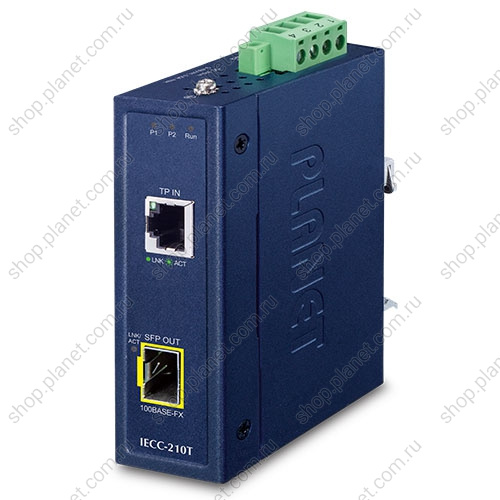 Медиаконвертер промышленный EtherCAT с SFP портом (выход)100 Мб/с, RJ45 (вход) 10/100 Мб/с Медиаконвертер промышленный EtherCAT с SFP портом (выход)100 Мб/с, RJ45 (вход) 10/100 Мб/с IECC-210T