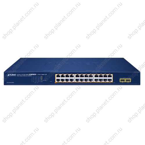 Коммутатор управляемый Web Smart, РоЕ 24 порта RJ45 10/100/1000 Мб/с, 2 порта SFP 100/1000 Мб/с фото 2 Коммутатор управляемый Web Smart, РоЕ 24 порта RJ45 10/100/1000 Мб/с, 2 порта SFP 100/1000 Мб/с GS-2210-24P2S фото 2