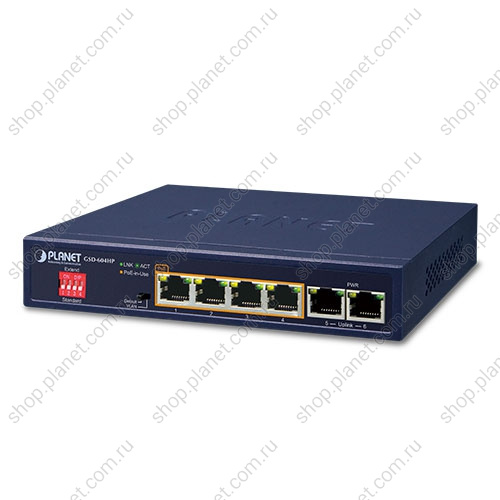 Коммутатор неуправляемый РоЕ 4 порта RJ45 1000 Мб/с, 2 порта RJ45 1000 Мб/с Коммутатор неуправляемый РоЕ 4 порта RJ45 1000 Мб/с, 2 порта RJ45 1000 Мб/с GSD-604HP