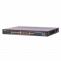Коммутатор управляемый L3, стекируемый, PoE 24 портa RJ45 1000 Мб/с, 4 порта SFP+ 10G