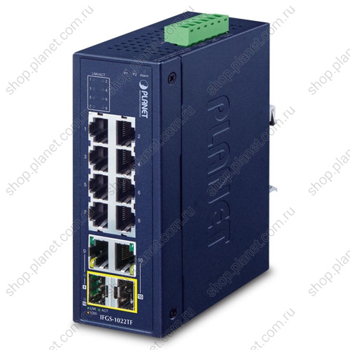 Коммутатор промышленный 8 портов RJ45 10/100 Мб/с, 2 комбо порта SFP 1000 Мб/с, RJ45 10/100/1000 Мб/с Коммутатор промышленный 8 портов RJ45 10/100 Мб/с, 2 комбо порта SFP 1000 Мб/с, RJ45 10/100/1000 Мб/с IFGS-1022TF