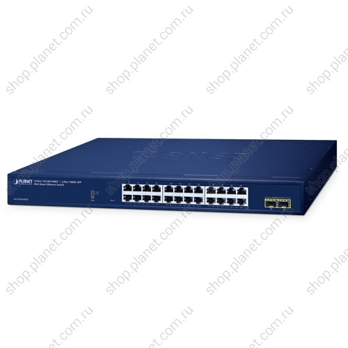 Коммутатор управляемый L2 Web/Smart, 2 порта SFP 1000 Мб/с, 24 порта RJ45 10/100/1000 Мб/с GS-2210-24T2S Коммутатор управляемый L2 Web/Smart, 2 порта SFP 1000 Мб/с, 24 порта RJ45 10/100/1000 Мб/с