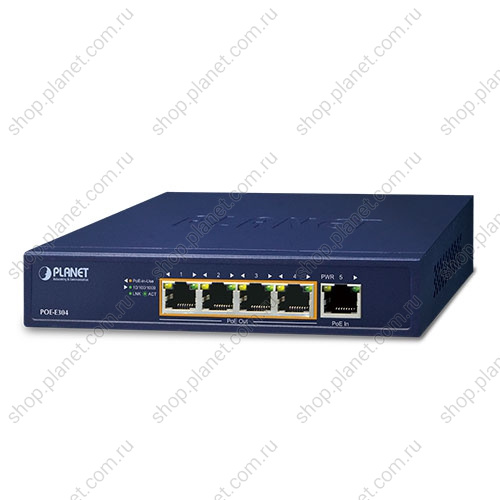 Удлинитель РоЕ по кабелю UTP до 200 м, вход 1 порт RJ45 10/100/1000 Мб/с 802.3bt, выход 4 порта RJ45 10/100/1000 Мб/с 802.3af/802.3at Удлинитель РоЕ по кабелю UTP до 200 м, вход 1 порт RJ45 10/100/1000 Мб/с 802.3bt, выход 4 порта RJ45 10/100/1000 Мб/с 802.3af/802.3at POE-E304