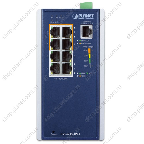 Коммутатор промышленный управляемый L2/L4, PoE+ 4 порта RJ45 10/100/1000 Мб/с, 4 порта RJ45 10/100/1000 Мб/с, на DIN-рейку или стену фото 2 Коммутатор промышленный управляемый L2/L4, PoE+ 4 порта RJ45 10/100/1000 Мб/с, 4 порта RJ45 10/100/1000 Мб/с, на DIN-рейку или стену IGS-4215-4P4T фото 2