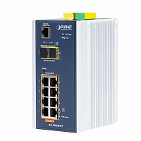 Коммутатор промышленный управляемый L2+, PoE 8 портов 10/100/1000  Мб/с, 2 порта SFP 100/1000/2.5G, крепление на DIN-рейку или на стену