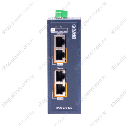 Инжектор питания PoE++ промышленный, 2 порта RJ45 10/100/1000/2.5G/5G фото 3 Инжектор питания PoE++ промышленный, 2 порта RJ45 10/100/1000/2.5G/5G IPOE-270-12V фото 3