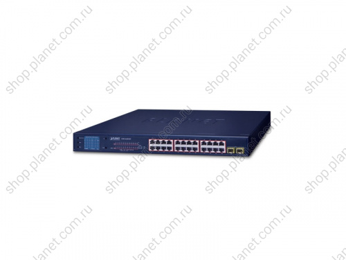 Коммутатор неуправляемый РоЕ 24 порта RJ45 10/100/1000 Мб/с, 2 порта SFP 1000 Мб/с, с ЖК дисплеем Коммутатор неуправляемый РоЕ 24 порта RJ45 10/100/1000 Мб/с, 2 порта SFP 1000 Мб/с, с ЖК дисплеем GSW-2620VHP