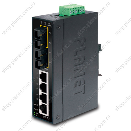 Коммутатор промышленный 4 порта RJ-45 10/100 Мб/с, ,2 порта 100 Мб/с и 2х SC, 1310 нм, 2км, многомод Коммутатор промышленный 4 порта RJ-45 10/100 Мб/с, ,2 порта 100 Мб/с и 2х SC, 1310 нм, 2км, многомод ISW-621
