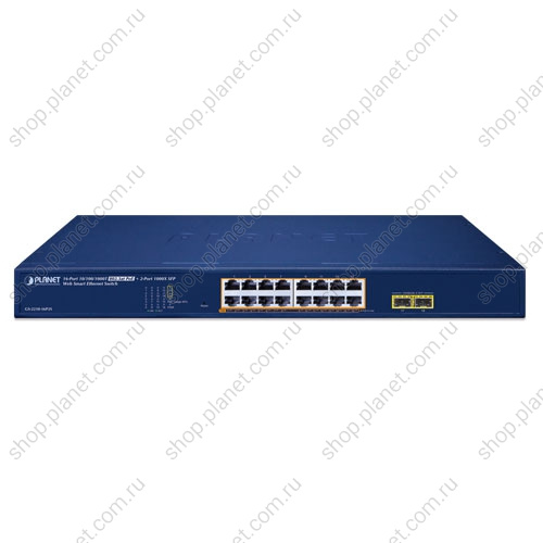 Коммутатор управляемый Web Smart, РоЕ 16 портов RJ45 10/100/1000 Мб/с, 2 порта SFP 1000 Мб/с фото 2 Коммутатор управляемый Web Smart, РоЕ 16 портов RJ45 10/100/1000 Мб/с, 2 порта SFP 1000 Мб/с GS-2210-16P2S фото 2