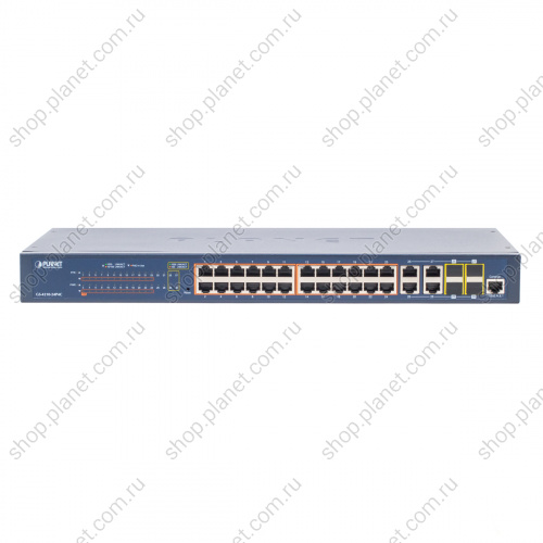 Коммутатор управляемый L2, PoE 24 порта RJ45 10/100/1000 Мб/с, 4 комбо порта RJ45/SFP 1000 Мб/с фото 2 Коммутатор управляемый L2, PoE 24 порта RJ45 10/100/1000 Мб/с, 4 комбо порта RJ45/SFP 1000 Мб/с GS-4210-24P4C фото 2