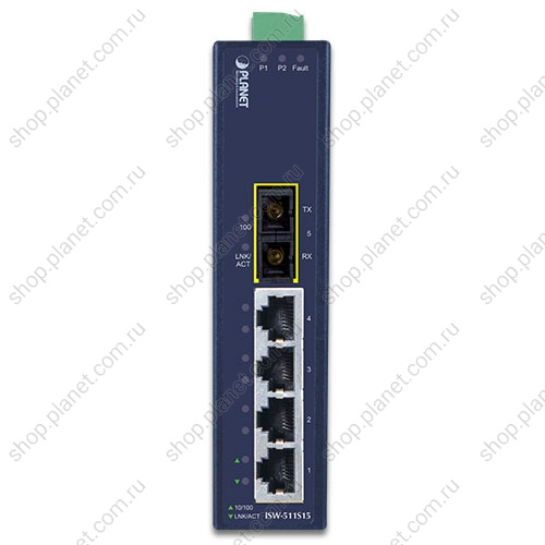 Коммутатор промышленный 4 порта RJ-45 10/100 Мб/с, 1 порт 100 Мб/с и 2хSC 1310 нм, 15 км, одномод фото 2 Коммутатор промышленный 4 порта RJ-45 10/100 Мб/с, 1 порт 100 Мб/с и 2хSC 1310 нм, 15 км, одномод ISW-511S15 фото 2