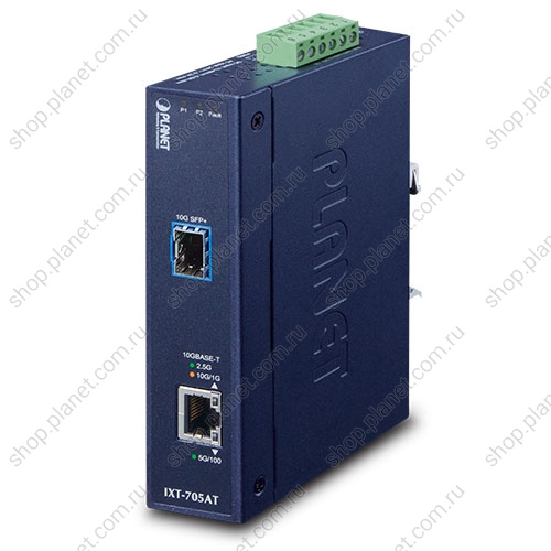 Медиаконвертер промышленный с SFP+ портом 10G, RJ-45 100/1000/2.5G/5G/10G Медиаконвертер промышленный с SFP+ портом 10G, RJ-45 100/1000/2.5G/5G/10G IXT-705AT