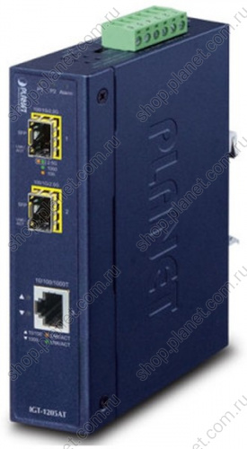 Медиаконвертер промышленный с 2 SFP портами 100/1000/2.5G, RJ45 10/100/1000 Мб/с Медиаконвертер промышленный с 2 SFP портами 100/1000/2.5G, RJ45 10/100/1000 Мб/с IGT-1205AT