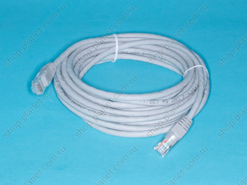Патч-корд (шнур) RJ-45 - RJ-45 кат.5е, 5м, серый Патч-корд (шнур) RJ-45 - RJ-45 кат.5е, 5м, серый SC03-8P8C5-G