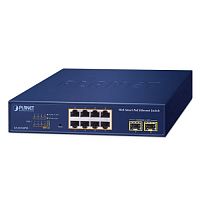 GS-2210-8P2S Коммутатор управляемый Web Smart, PoE 8 портов RJ45 10/100/1000 Мб/с, 2 слота SFP 1000 Мб/с