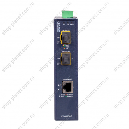 Медиаконвертер промышленный с 2 SFP портами 100/1000/2.5G, RJ45 10/100/1000 Мб/с фото 2 Медиаконвертер промышленный с 2 SFP портами 100/1000/2.5G, RJ45 10/100/1000 Мб/с IGT-1205AT фото 2