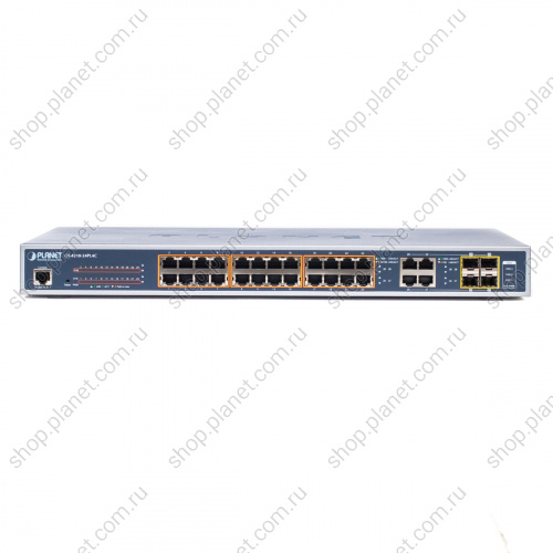 Коммутатор управляемый L2, РоЕ 24 порта RJ45 10/100/1000 Мб/с, 4 комбо порта RJ45/SFP 1000 Мб/с фото 2 Коммутатор управляемый L2, РоЕ 24 порта RJ45 10/100/1000 Мб/с, 4 комбо порта RJ45/SFP 1000 Мб/с GS-4210-24PL4C фото 2