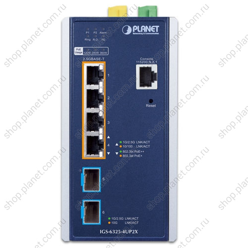 Коммутатор промышленный управляемый L3, PoE++ 8 портов RJ45 10/100/1000/2.5G, 2 порта SFP+ 1000/2.5G/10G, крепление на DIN-рейку или на стену фото 2 Коммутатор промышленный управляемый L3, PoE++ 8 портов RJ45 10/100/1000/2.5G, 2 порта SFP+ 1000/2.5G/10G, крепление на DIN-рейку или на стену IGS-6325-4UP2X фото 2