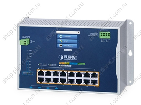 Коммутатор промышленный управляемый L2+, PoE++ 16 портов RJ45 10/100/1000 Мб/с, 4 порта SFP+ 10G, с сенсорным ЖК дисплеем, настенный Коммутатор промышленный управляемый L2+, PoE++ 16 портов RJ45 10/100/1000 Мб/с, 4 порта SFP+ 10G, с сенсорным ЖК дисплеем, настенный WGS-5215-16UP4XV