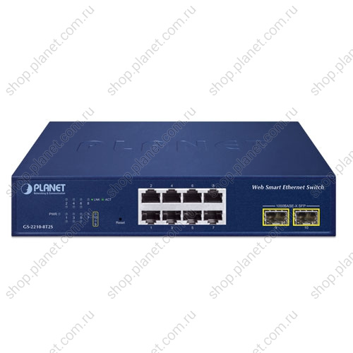 Коммутатор управляемый L2 Web/Smart, 2 порта SFP 1000 Мб/с, 8 портов RJ45 10/100/1000 Мб/с фото 2 GS-2210-8T2S Коммутатор управляемый L2 Web/Smart, 2 порта SFP 1000 Мб/с, 8 портов RJ45 10/100/1000 Мб/с фото 2