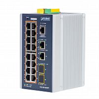 Промышленный управляемый L3 коммутатор 16 PoE портов 1Гб/с + 2 порта 1Гб/с + 2 слота SFP 2.5Гб/с