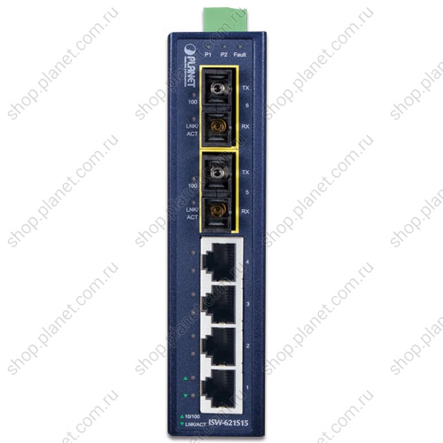 Коммутатор промышленный, 2 порта SC duplex 100 Мб/с, одномод, 1310 нм, 15 км, 4 порта RJ-45 10/100 Мб/с фото 2 Коммутатор промышленный, 2 порта SC duplex 100 Мб/с, одномод, 1310 нм, 15 км, 4 порта RJ-45 10/100 Мб/с ISW-621S15 фото 2