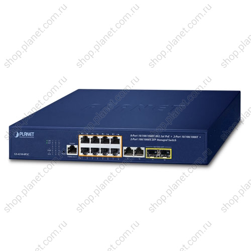Коммутатор управляемый L2, РоЕ 8 портов RJ45 10/100/1000 Мб/с, 2 порта RJ45 10/100/1000 Мб/с, 2 порта SFP 100/1000 Мб/с Коммутатор управляемый L2, РоЕ 8 портов RJ45 10/100/1000 Мб/с, 2 порта RJ45 10/100/1000 Мб/с, 2 порта SFP 100/1000 Мб/с GS-4210-8P2C