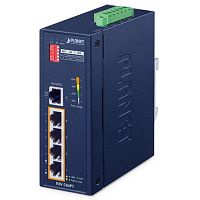ISW-504PT Коммутатор промышленный PoE+ 4 порта RJ45 10/100 Мб/c, 1 порт RJ45 10/100 Мб/с, на DIN-рейку