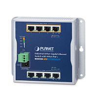 WGS-804HP Коммутатор промышленный PoE+ 4 порта RJ45 10/100/1000 Мб/с, 4 порта RJ45 10/100/1000 Мб/с, настенный