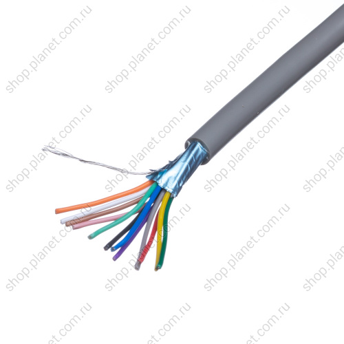 Кабель коммуникационный 12 проводов, бухта 50м, экранированный, серый CCC12GG