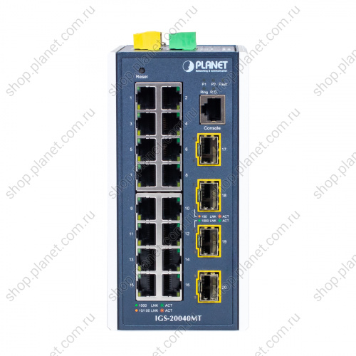 Коммутатор промышленный управляемый L2+,16 портов RJ45 10/100/1000  Мб/с, 4 порта SFP 100/1000 Мб/с IGS-20040MT фото 2
