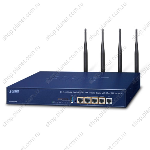Маршрутизатор Wi-Fi 6 AX2400 с поддержкой VPN, POE 4 порта 10/100/1000 Мб/с Маршрутизатор Wi-Fi 6 AX2400 с поддержкой VPN, POE 4 порта 10/100/1000 Мб/с VR-300PW6A