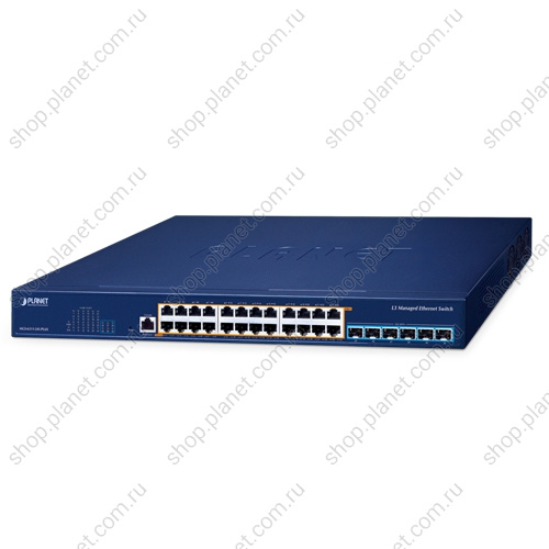 Коммутатор управляемый L3, PoE+ 24 порта RJ45 10/100/1000/2500 Мб/с, 6 портов SFP+ 10G Коммутатор управляемый L3, PoE+ 24 порта RJ45 10/100/1000/2500 Мб/с, 6 портов SFP+ 10G MGS-6311-24UPL6X