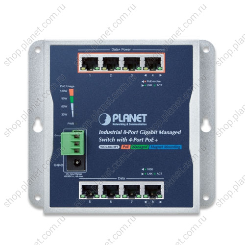 Коммутатор промышленный управляемый L2+, PoE+ RJ45 10/100/1000 Мб/с, 4 порта RJ45 10/100/1000 Мб/с, настенный фото 2 Коммутатор промышленный управляемый L2+, PoE+ RJ45 10/100/1000 Мб/с, 4 порта RJ45 10/100/1000 Мб/с, настенный WGS-804HPT фото 2