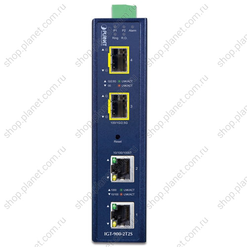 Медиаконвертер промышленный с 2 SFP портами 100/1000/2.5G, 2 RJ45 10/100/1000 Мб/с, управляемый фото 2 Медиаконвертер промышленный с 2 SFP портами 100/1000/2.5G, 2 RJ45 10/100/1000 Мб/с, управляемый IGT-900-2T2S фото 2