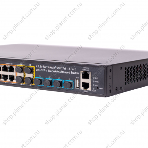 Коммутатор управляемый L3, стекируемый, PoE 24 портa RJ45 1000 Мб/с, 4 порта SFP+ 10G фото 5 Коммутатор управляемый L3, стекируемый, PoE 24 портa RJ45 1000 Мб/с, 4 порта SFP+ 10G SGS-6341-24P4X фото 5