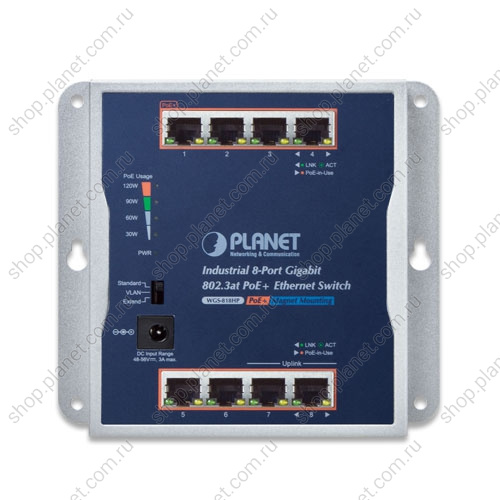 Коммутатор промышленный PoE+ 8 портов RJ45 10/100/1000 Мб/с, настенный фото 2 Коммутатор промышленный PoE+ 8 портов RJ45 10/100/1000 Мб/с, настенный WGS-818HP фото 2